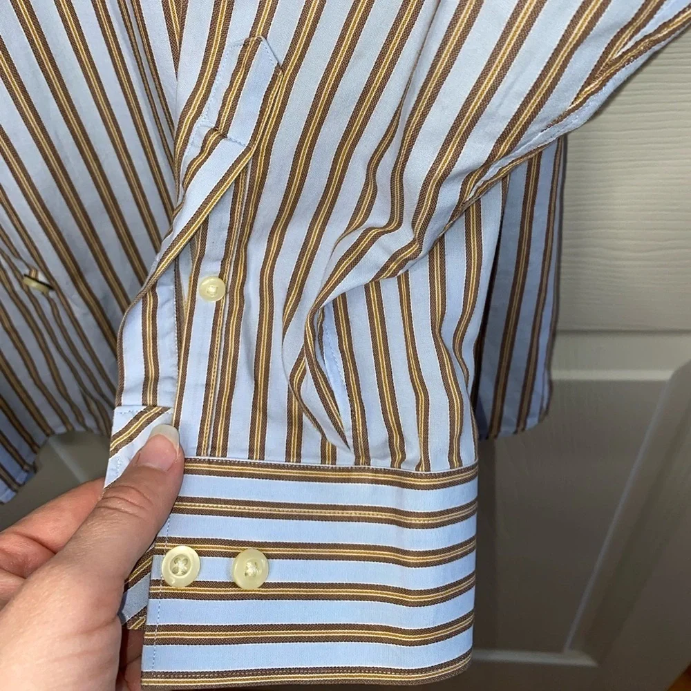 SET OF 2 Banana Republic Men's Pinstriped Long Sleeve Button Down Shirts